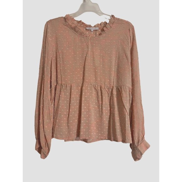 Olivaceous Textured Blouse Raw Round Neckline Orange Size Large Rayon NWT Anthro - Picture 1 of 8